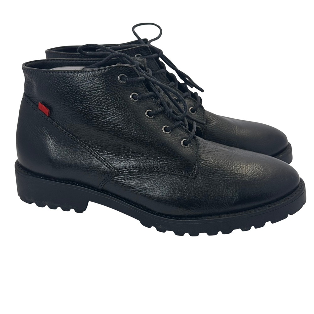 Marc Joseph New York Black Napa Leather Lace Up Lug Sole Boots Womens 8.5 Sleek